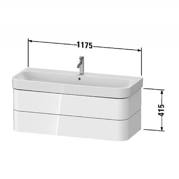 Duravit Happy D.2 Plus Vanity Unit With Two Drawers 1175x490mm 4 Duravit Happy D.2 Plus Vanity Unit With Two Drawers 1175x490mm - Image 2