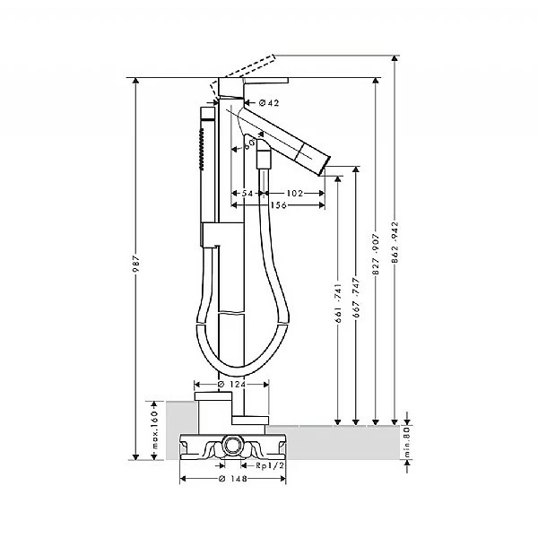 AXOR Starck Freestanding Bath Shower Mixer 4 AXOR Starck Freestanding Bath Shower Mixer - Image 2