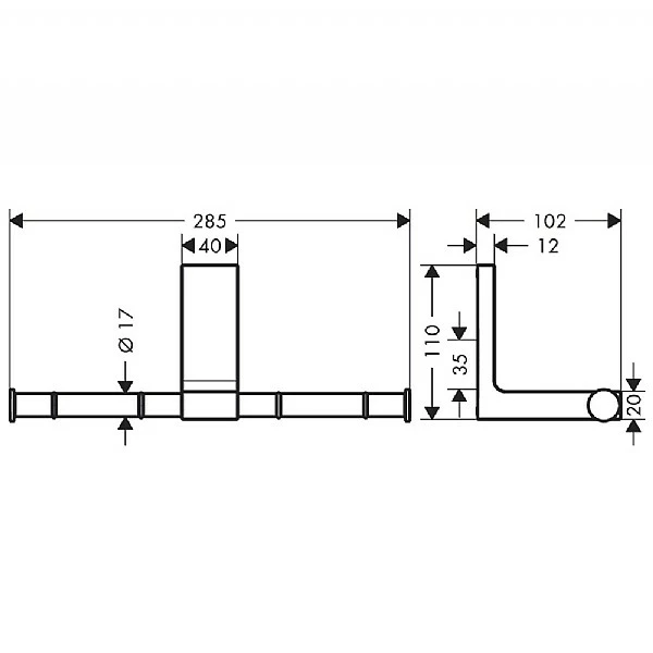 AXOR Universal Rectangular Double Toilet Roll Holder 4 AXOR Universal Rectangular Double Toilet Roll Holder - Image 2