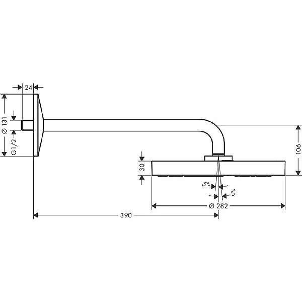 AXOR One Overhead Shower 280 1jet With Shower Arm 4 AXOR One Overhead Shower 280 1jet With Shower Arm - Image 2